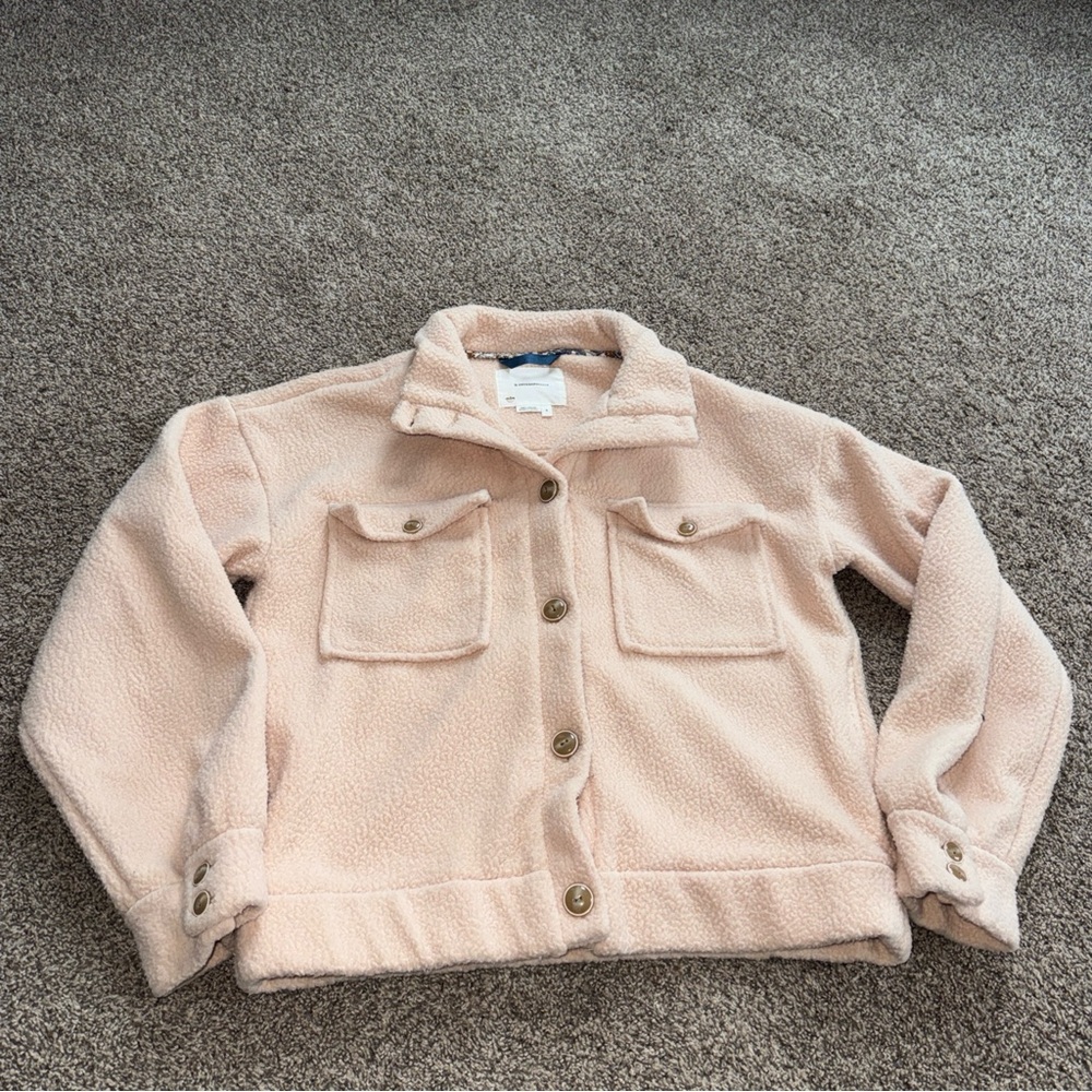 Anthropologie Women’s Small EUC Button Up Cozy Cream Sherpa Jacket